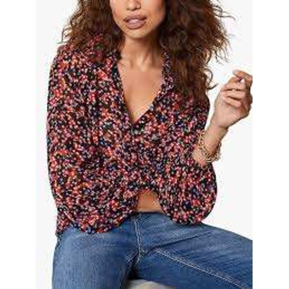 Universal Thread Womens Small Floral Surplice‎ Wrap Tie  Long Sleeve Blouse S